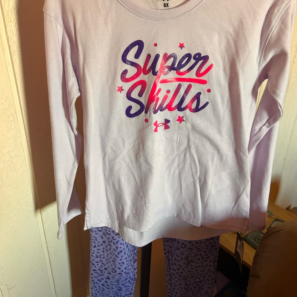 NWT Under Armour Girls shirt & leggings, size 6X